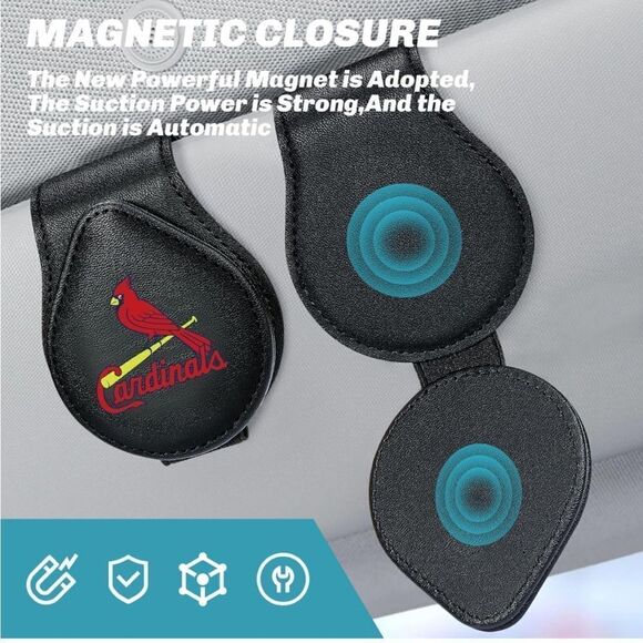 MLB St Louis Cardinals Sunglass Holder for Car Black Leather NWT - Picture 3 of 9